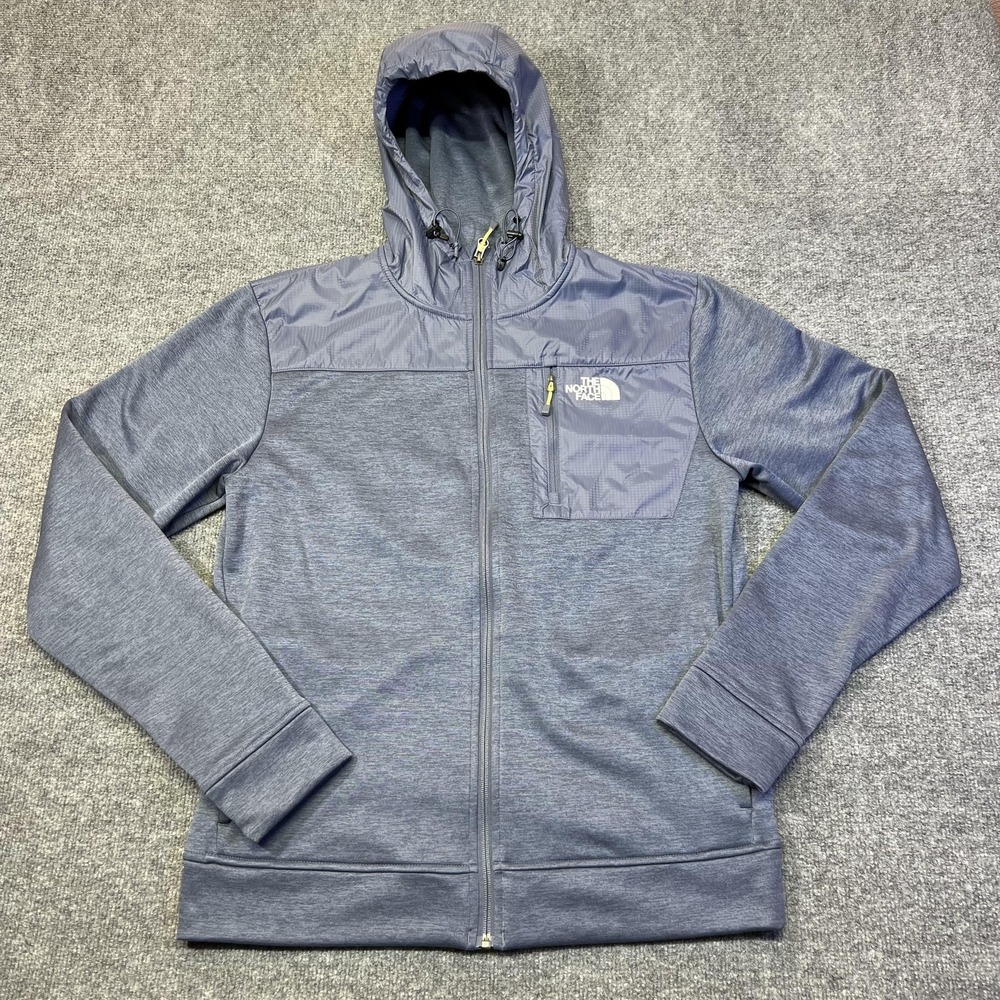 The North Face Jacket Mens Medium Blue Hooded Fleece Full Zip Thermal Hiking